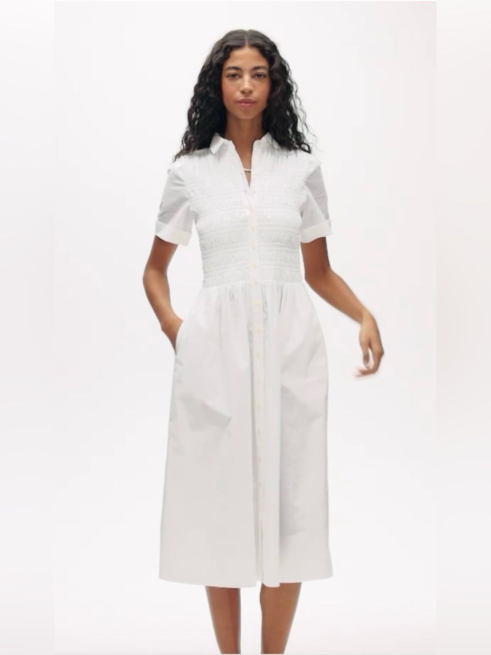 J.Crew Elsie Shirt-Dress in crisp white cotton poplin. Retail $168 NWT size M